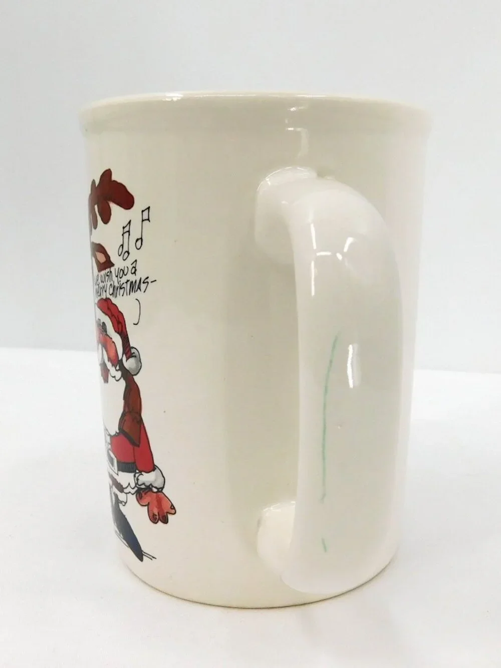 1978 Kersten Bros & Co. Vintage Santa & Reindeer Novelty Holiday Ceramic Mug
